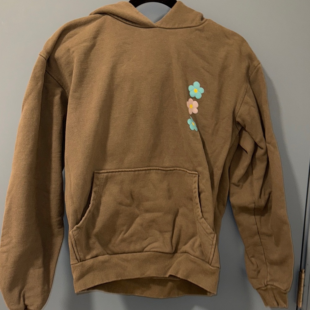 grey Hoodie with Floral Design